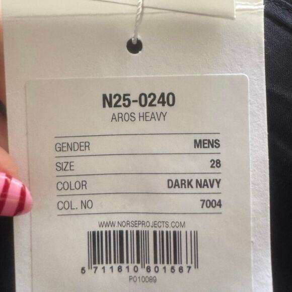 Norse Project New Aros Heavy Chino Pants Straight Leg Mid Rise Dark Navy Size 28 - Picture 14 of 16